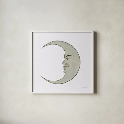 Moon by James Wiens. Shown in a crisp white glass frame for a clean and minimalist style. Available as an archival giclee rolled canvas, fine art paper, or poster print. SKU 76375a.