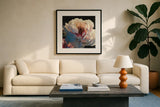 Morning Glow I by James Wiens. Displayed in a glass frame with matte in a clean modern living room. Available as an archival giclee rolled canvas, fine art paper, or poster print. SKU 13525a.