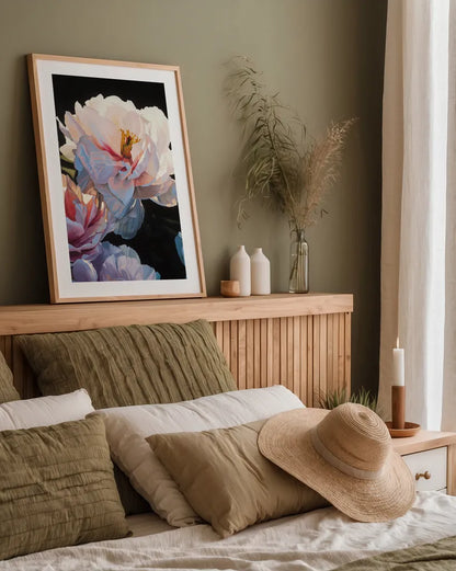 Morning Glow II by James Wiens. shown as a paper print in a natural frame. Available as a archival giclee rolled canvas, fine art paper, or poster print. SKU 13526h.