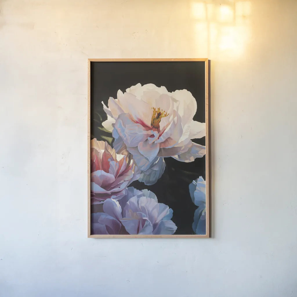 Morning Glow II by James Wiens. shown as a paper print in a natural frame. Available as a archival giclee rolled canvas, fine art paper, or poster print. SKU 13526h.