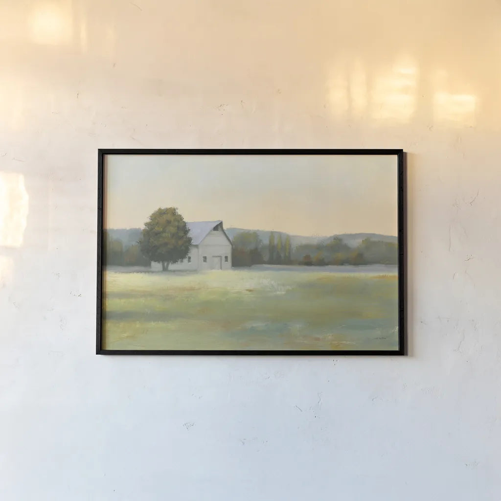 Morning Meadows II by James Wiens. shown as a paper print in a black flame. Available as a archival giclee rolled canvas, fine art paper, or poster print. SKU 61490i.