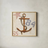 Nautical Anchor Square by James Wiens. Shown in a natural wood glass frame for a timeless modern aesthetic. Available as an archival giclee rolled canvas, fine art paper, or poster print. SKU 18299a.