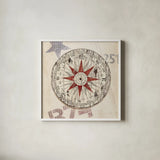 Nautical Compass by James Wiens. Shown in a crisp white glass frame for a clean and minimalist style. Available as an archival giclee rolled canvas, fine art paper, or poster print. SKU 33486a.