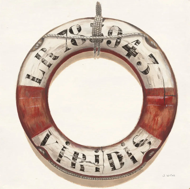 Nautical Lifebuoy Plain by James Wiens. SKU 33291a. Archival Giclee Fine art print for wall decor.
