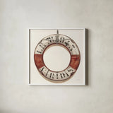 Nautical Lifebuoy Plain by James Wiens. Shown in a crisp white glass frame for a clean and minimalist style. Available as an archival giclee rolled canvas, fine art paper, or poster print. SKU 33291a.
