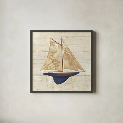 Nautique I by James Wiens. Shown in a sleek black glass frame for a contemporary gallery look. Available as an archival giclee rolled canvas, fine art paper, or poster print. SKU 21076a.