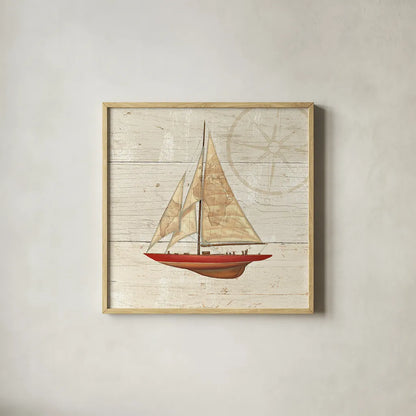 Nautique II by James Wiens. Shown in a natural wood glass frame for a timeless modern aesthetic. Available as an archival giclee rolled canvas, fine art paper, or poster print. SKU 21077a.