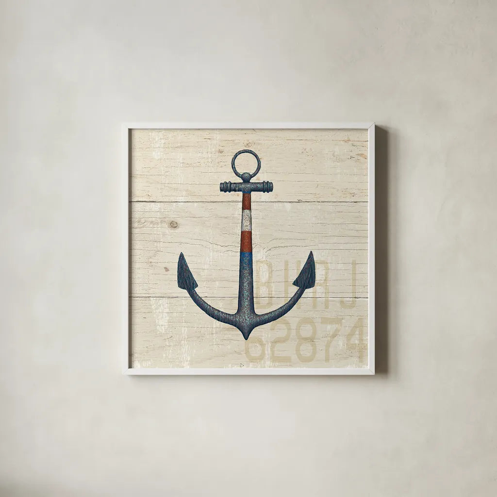 Nautique III by James Wiens. Shown in a crisp white glass frame for a clean and minimalist style. Available as an archival giclee rolled canvas, fine art paper, or poster print. SKU 21078a.