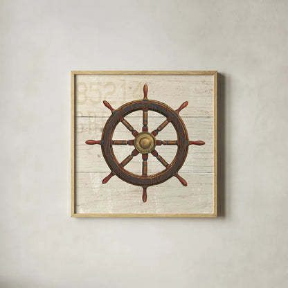 Nautique V by James Wiens. Shown in a natural wood glass frame for a timeless modern aesthetic. Available as an archival giclee rolled canvas, fine art paper, or poster print. SKU 21080a.