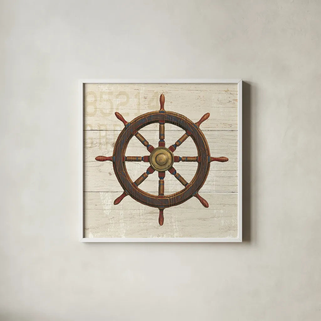 Nautique V by James Wiens. Shown in a crisp white glass frame for a clean and minimalist style. Available as an archival giclee rolled canvas, fine art paper, or poster print. SKU 21080a.