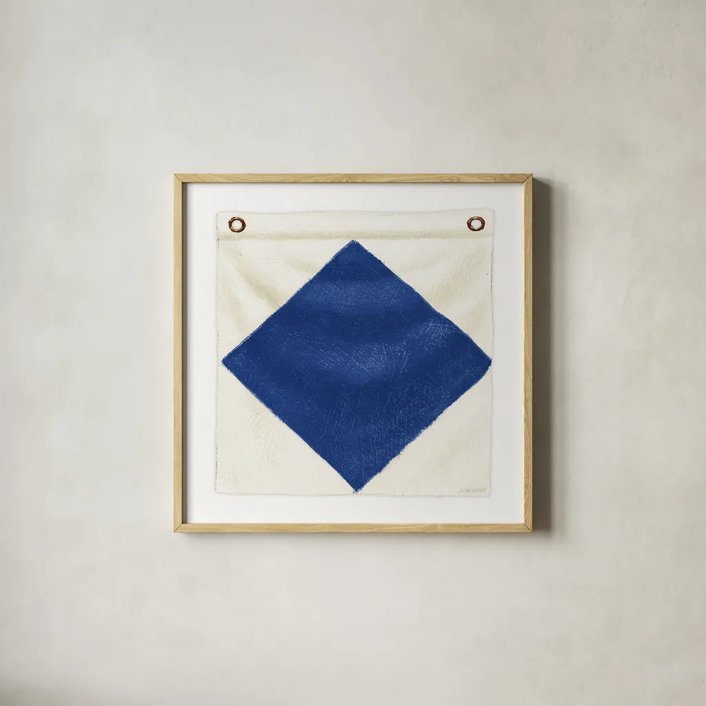 Nautique XIII by James Wiens. Shown in a natural wood glass frame for a timeless modern aesthetic. Available as an archival giclee rolled canvas, fine art paper, or poster print. SKU 51733a.