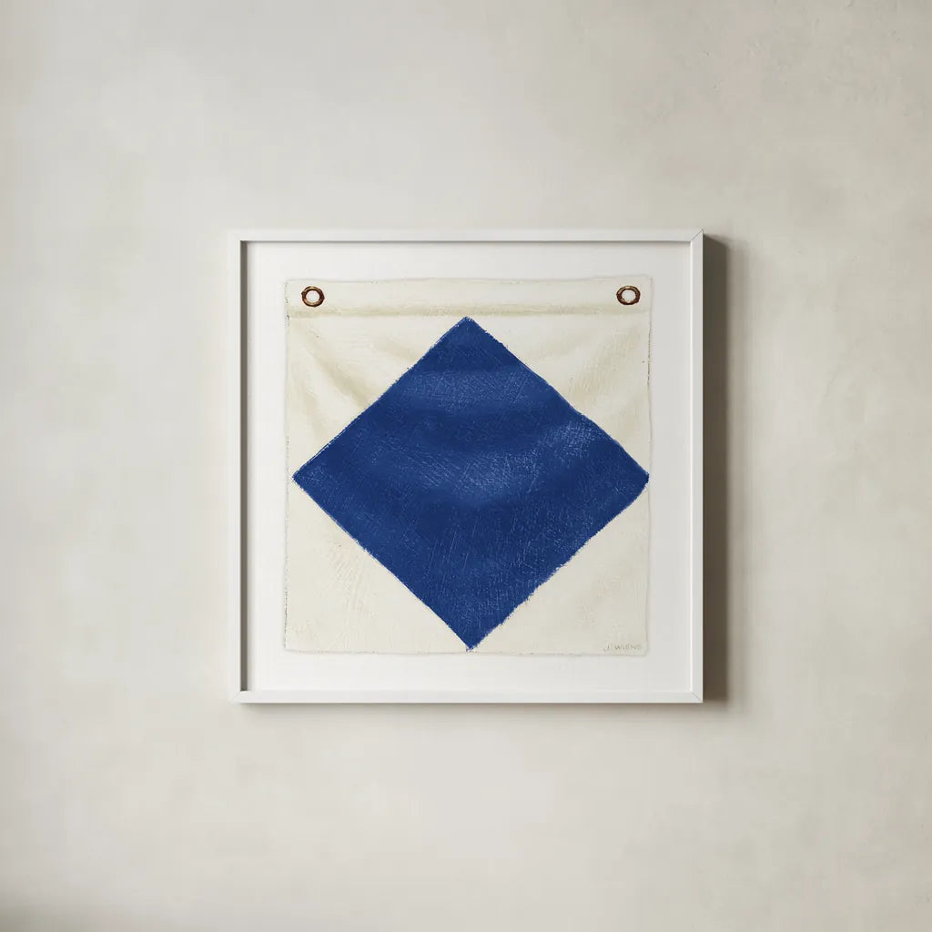 Nautique XIII by James Wiens. Shown in a crisp white glass frame for a clean and minimalist style. Available as an archival giclee rolled canvas, fine art paper, or poster print. SKU 51733a.