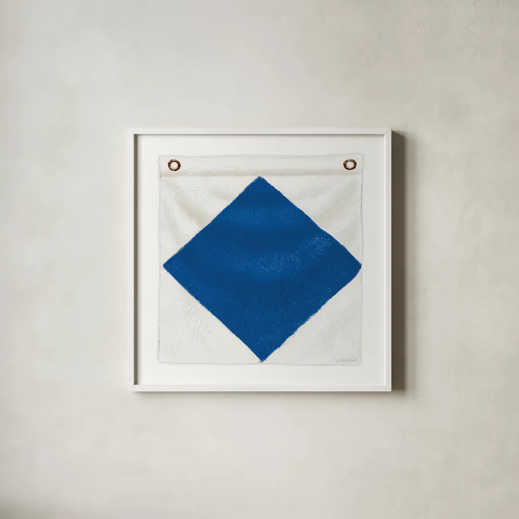 Nautique XIII Pastel by James Wiens. Shown in a crisp white glass frame for a clean and minimalist style. Available as an archival giclee rolled canvas, fine art paper, or poster print. SKU 87938a.