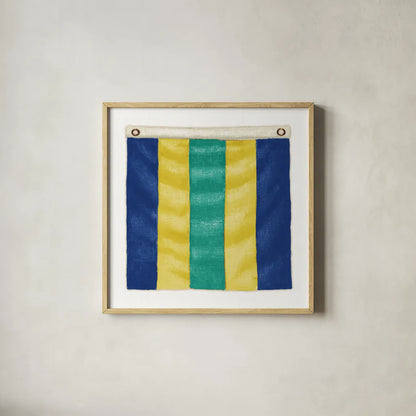 Nautique XIV by James Wiens. Shown in a natural wood glass frame for a timeless modern aesthetic. Available as an archival giclee rolled canvas, fine art paper, or poster print. SKU 51734a.