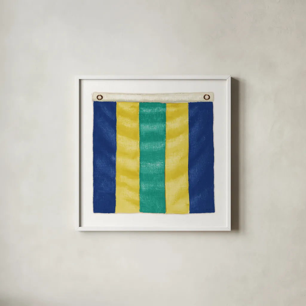 Nautique XIV by James Wiens. Shown in a crisp white glass frame for a clean and minimalist style. Available as an archival giclee rolled canvas, fine art paper, or poster print. SKU 51734a.