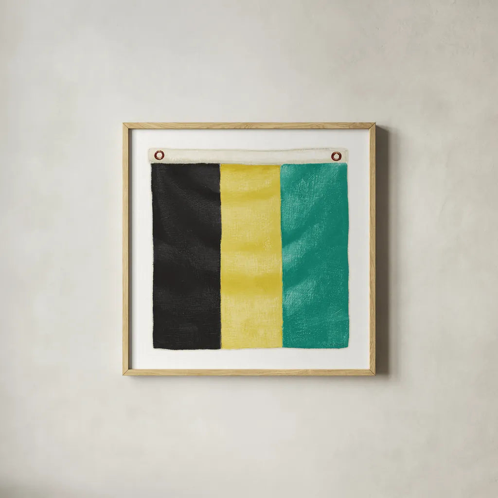 Nautique XV by James Wiens. Shown in a natural wood glass frame for a timeless modern aesthetic. Available as an archival giclee rolled canvas, fine art paper, or poster print. SKU 51735a.