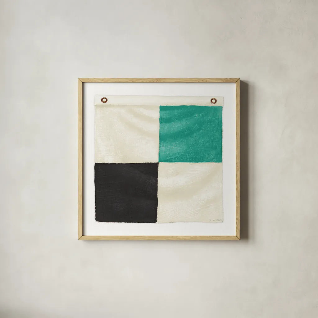 Nautique XVI by James Wiens. Shown in a natural wood glass frame for a timeless modern aesthetic. Available as an archival giclee rolled canvas, fine art paper, or poster print. SKU 51736a.