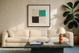 Nautique XVI by James Wiens. Displayed in a glass frame with matte in a clean modern living room. Available as an archival giclee rolled canvas, fine art paper, or poster print. SKU 51736a.