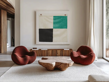 Nautique XVI by James Wiens. Shown as extra-large giant wall art in a modern living room. Available as an archival giclee rolled canvas, fine art paper, or poster print. SKU 51736a.