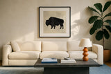 Neutral Lodge II v2 by James Wiens. Displayed in a glass frame with matte in a clean modern living room. Available as an archival giclee rolled canvas, fine art paper, or poster print. SKU 28684a.