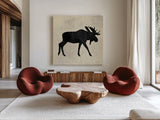 Neutral Lodge III v2 by James Wiens. Shown as extra-large giant wall art in a modern living room. Available as an archival giclee rolled canvas, fine art paper, or poster print. SKU 28685a.