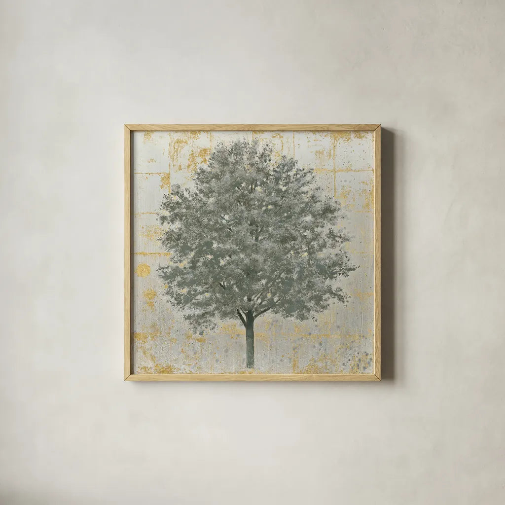 Neutrality Silver by James Wiens. Shown in a natural wood glass frame for a timeless modern aesthetic. Available as an archival giclee rolled canvas, fine art paper, or poster print. SKU 23866a.