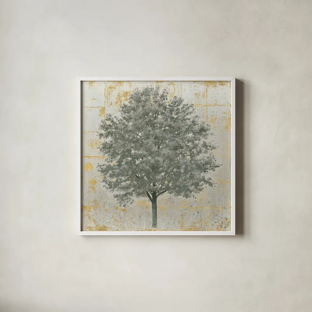 Neutrality Silver by James Wiens. Shown in a crisp white glass frame for a clean and minimalist style. Available as an archival giclee rolled canvas, fine art paper, or poster print. SKU 23866a.