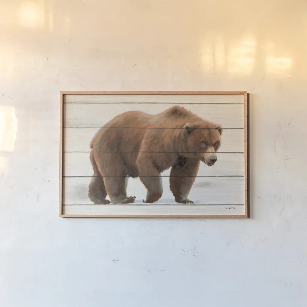 Northern Wild I on Wood by James Wiens. shown as a paper print in a natural frame. Available as a archival giclee rolled canvas, fine art paper, or poster print. SKU 69068i.
