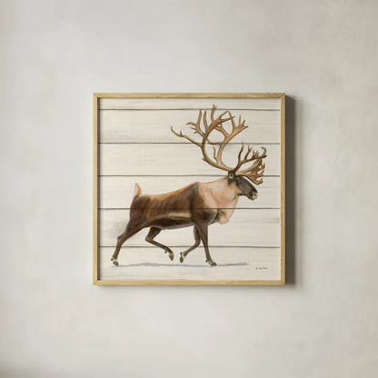 Northern Wild IV on Wood by James Wiens. Shown in a natural wood glass frame for a timeless modern aesthetic. Available as an archival giclee rolled canvas, fine art paper, or poster print. SKU 69071a.