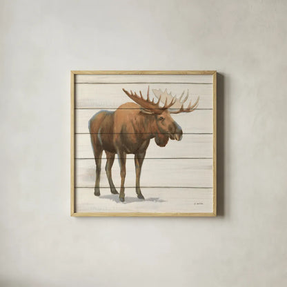 Northern Wild VI on Wood by James Wiens. Shown in a natural wood glass frame for a timeless modern aesthetic. Available as an archival giclee rolled canvas, fine art paper, or poster print. SKU 69073a.