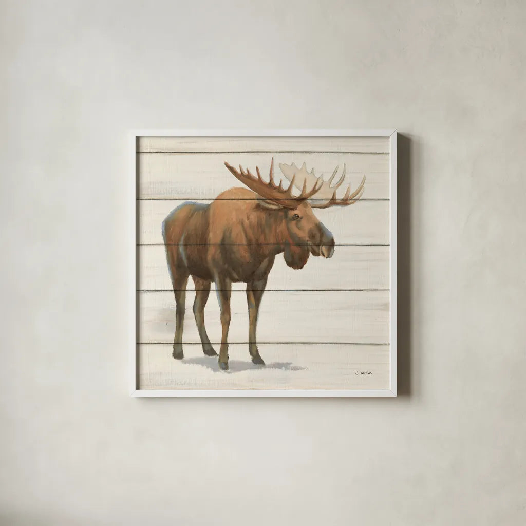 Northern Wild VI on Wood by James Wiens. Shown in a crisp white glass frame for a clean and minimalist style. Available as an archival giclee rolled canvas, fine art paper, or poster print. SKU 69073a.