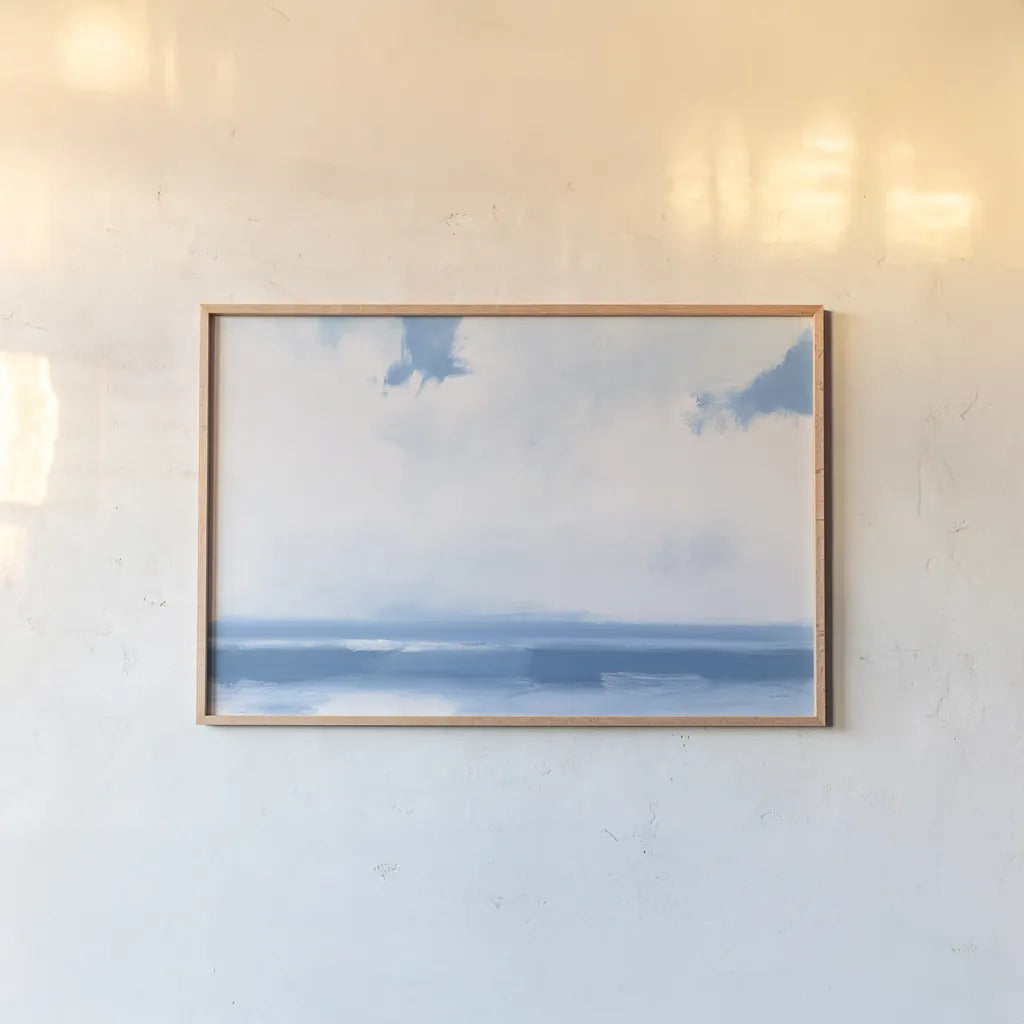 Oceanview by James Wiens. shown as a paper print in a natural frame. Available as a archival giclee rolled canvas, fine art paper, or poster print. SKU 63185i.