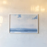 Oceanview Sail by James Wiens. shown as a paper print in a white frame. Available as a archival giclee rolled canvas, fine art paper, or poster print. SKU 63184i.