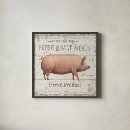 On the Farm I by James Wiens. Shown in a sleek black glass frame for a contemporary gallery look. Available as an archival giclee rolled canvas, fine art paper, or poster print. SKU 18242a.