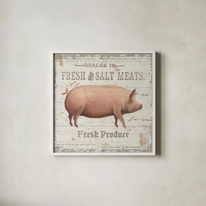 On the Farm I by James Wiens. Shown in a crisp white glass frame for a clean and minimalist style. Available as an archival giclee rolled canvas, fine art paper, or poster print. SKU 18242a.