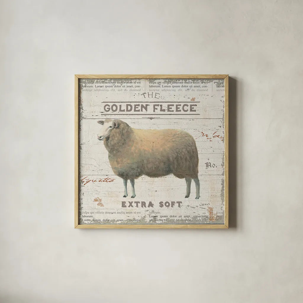 On the Farm IV by James Wiens. Shown in a natural wood glass frame for a timeless modern aesthetic. Available as an archival giclee rolled canvas, fine art paper, or poster print. SKU 18245a.