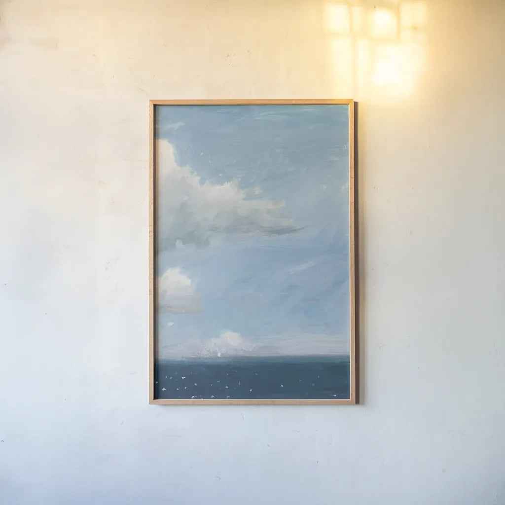 Open Sea Blue Crop by James Wiens. shown as a paper print in a natural frame. Available as a archival giclee rolled canvas, fine art paper, or poster print. SKU 80595h.