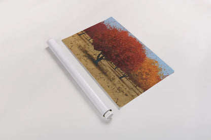 Orange Trees II by James Wiens. shown as a rolled paper print. Available as archival giclee rolled canvas, fine art paper, or poster print. SKU 20389i.