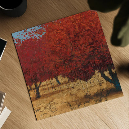 Orange Trees III Square I by James Wiens. Shown as a detailed flat fine art print, highlighting archival giclee quality. Available as an archival giclee rolled canvas, fine art paper, or poster print. SKU 18629a.