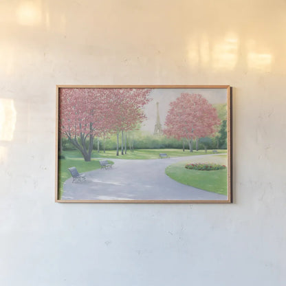 Parisian Spring by James Wiens. shown as a paper print in a natural frame. Available as a archival giclee rolled canvas, fine art paper, or poster print. SKU 33859i.