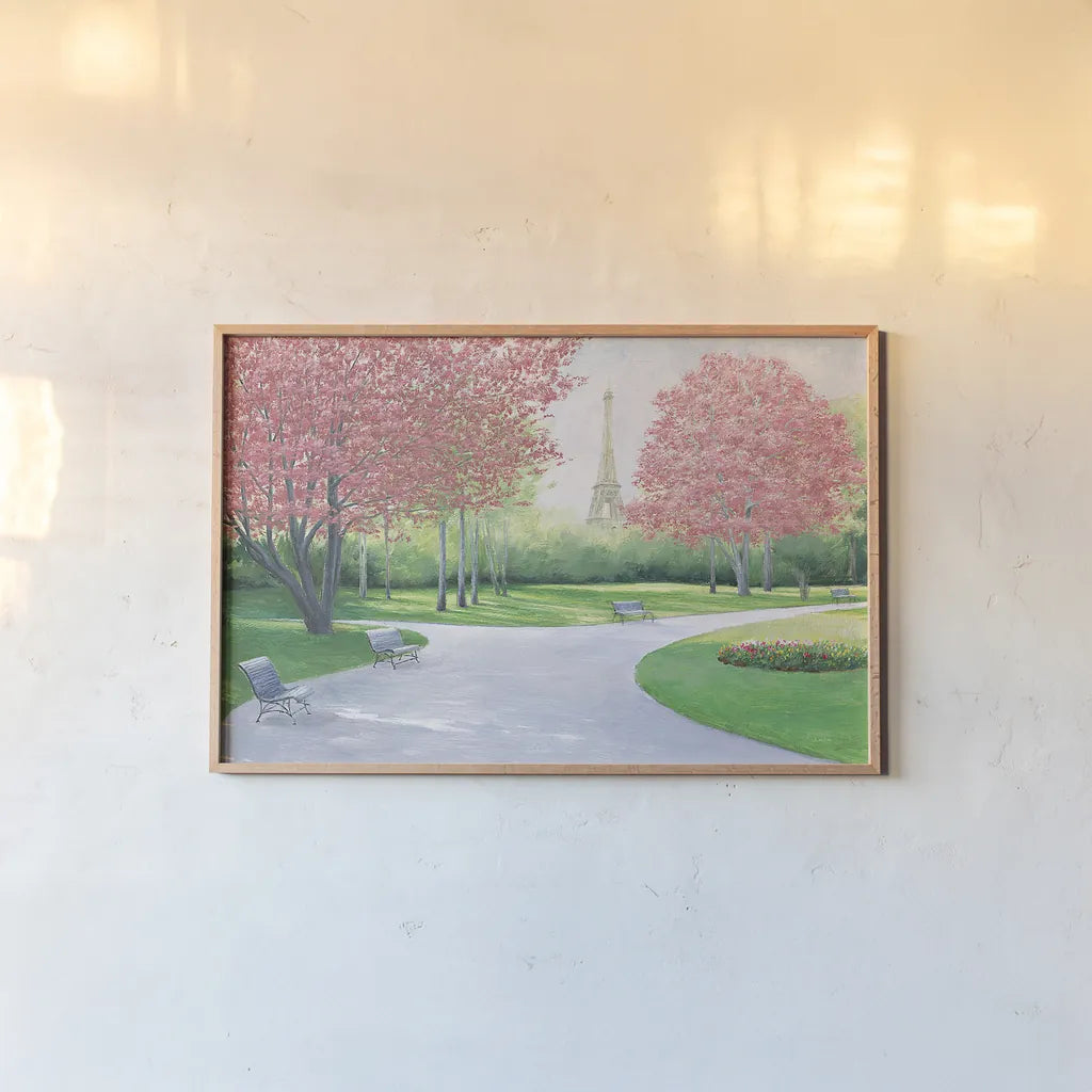 Parisian Spring v2 Crop by James Wiens. shown as a paper print in a natural frame. Available as a archival giclee rolled canvas, fine art paper, or poster print. SKU 34039i.