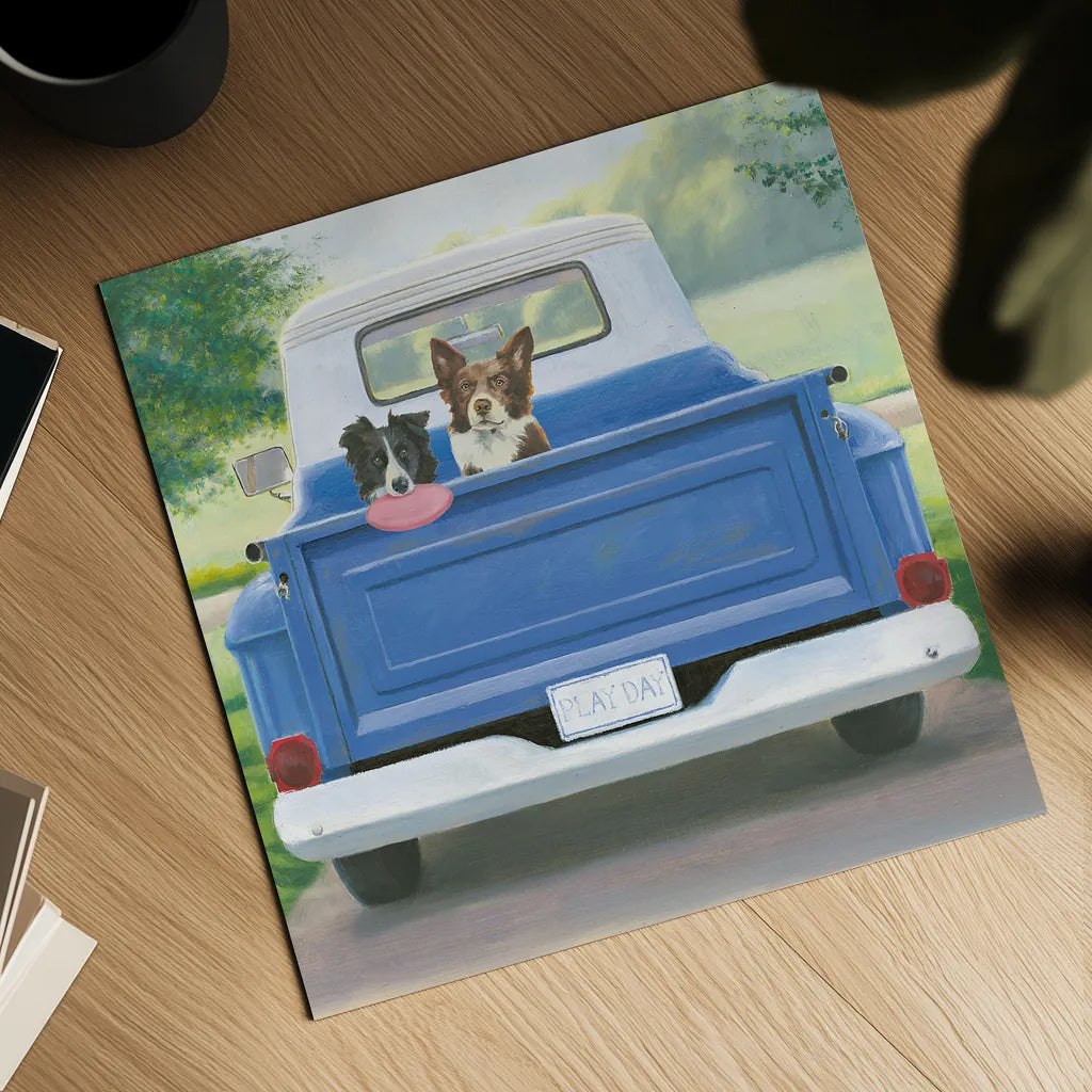 Play Day by James Wiens. Shown as a detailed flat fine art print, highlighting archival giclee quality. Available as an archival giclee rolled canvas, fine art paper, or poster print. SKU 38884a.