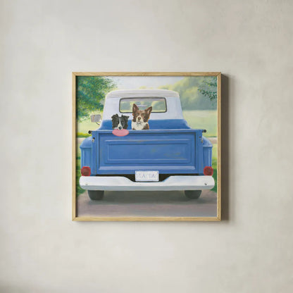 Play Day by James Wiens. Shown in a natural wood glass frame for a timeless modern aesthetic. Available as an archival giclee rolled canvas, fine art paper, or poster print. SKU 38884a.