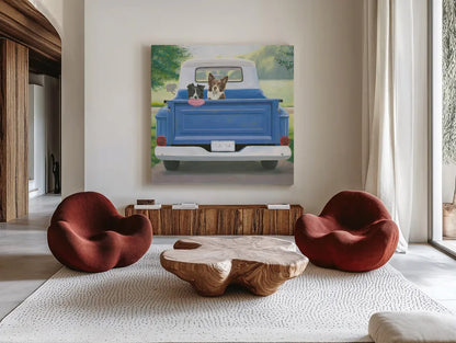 Play Day by James Wiens. Shown as extra-large giant wall art in a modern living room. Available as an archival giclee rolled canvas, fine art paper, or poster print. SKU 38884a.