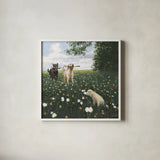 Playful by James Wiens. Shown in a crisp white glass frame for a clean and minimalist style. Available as an archival giclee rolled canvas, fine art paper, or poster print. SKU 33398a.