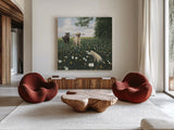 Playful by James Wiens. Shown as extra-large giant wall art in a modern living room. Available as an archival giclee rolled canvas, fine art paper, or poster print. SKU 33398a.