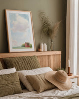 Pleasant Pastures by James Wiens. shown as a paper print in a natural frame. Available as a archival giclee rolled canvas, fine art paper, or poster print. SKU 54902h.