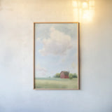 Pleasant Pastures by James Wiens. shown as a paper print in a natural frame. Available as a archival giclee rolled canvas, fine art paper, or poster print. SKU 54902h.