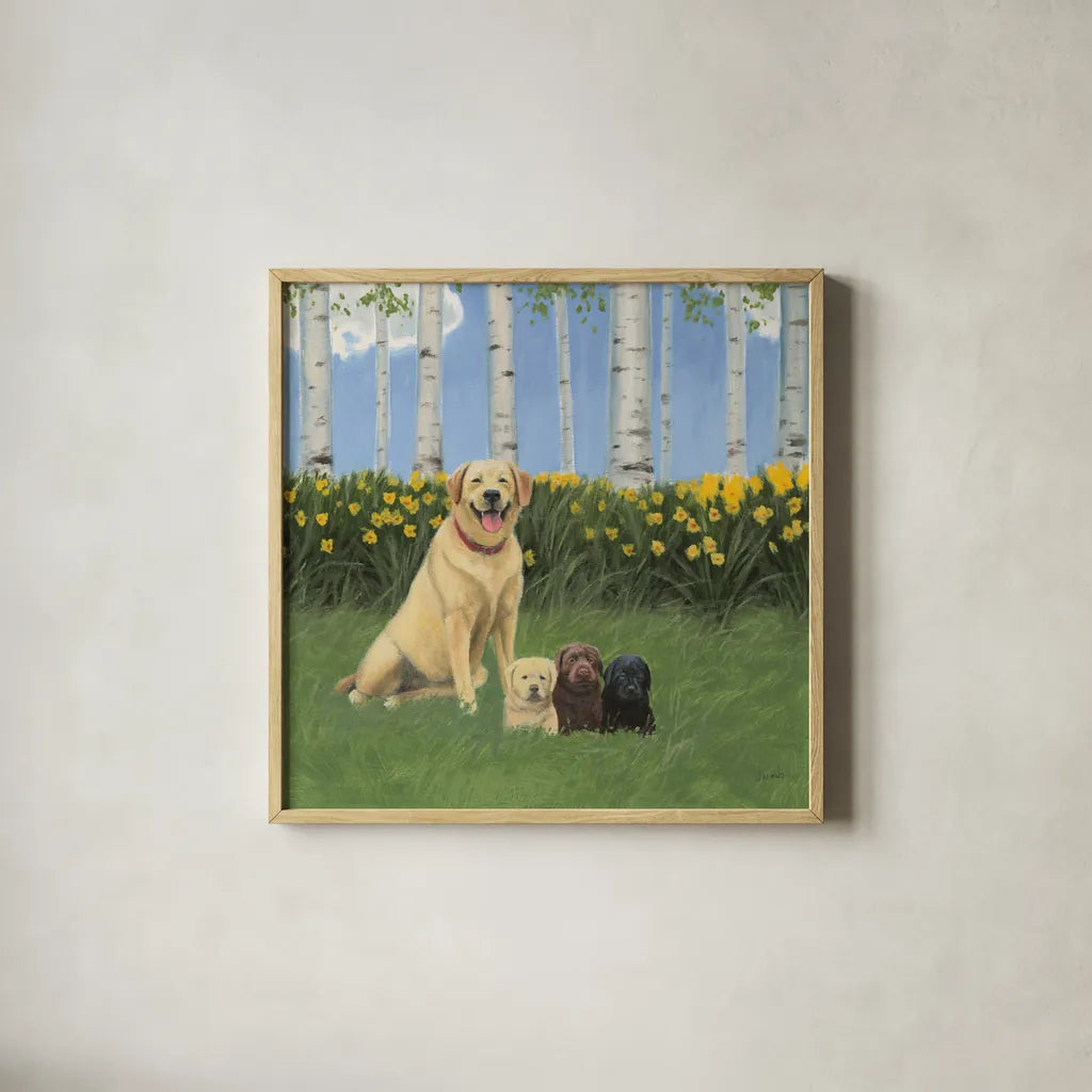 Proud Mom by James Wiens. Shown in a natural wood glass frame for a timeless modern aesthetic. Available as an archival giclee rolled canvas, fine art paper, or poster print. SKU 33397a.