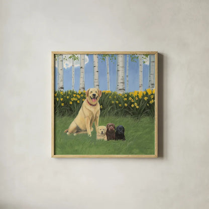 Proud Mom by James Wiens. Shown in a natural wood glass frame for a timeless modern aesthetic. Available as an archival giclee rolled canvas, fine art paper, or poster print. SKU 33397a.